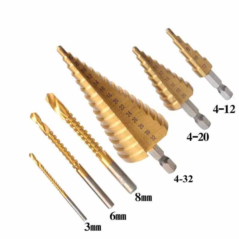 6 STK HSS titanbelagt boresett - Kosteppe