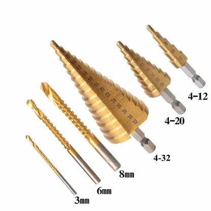 6 STK HSS titanbelagt boresett - Kosteppe