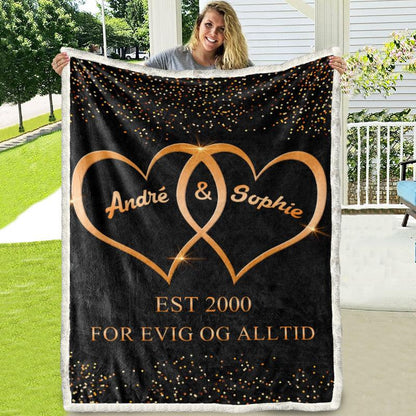Teppe for par med navnet ditt - For evig og alltid - Kosteppe