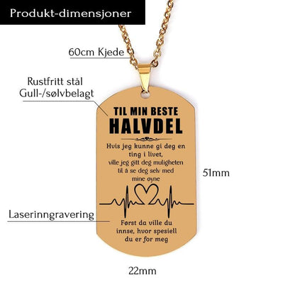 Når du er i nærheten, slår hjertet mitt raskere – Anheng gravert til en kjæreste - Kosteppe