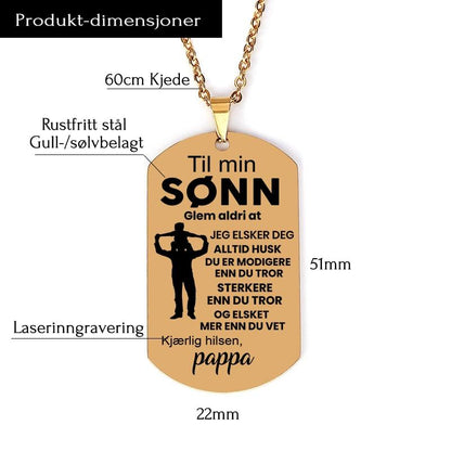 Vi vil alltid være sammen – Anheng gravert fra far til sønn - Kosteppe