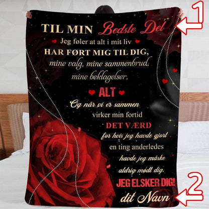 Teppe til en kjæreste - "Jeg elsker deg så mye" - Kosteppe