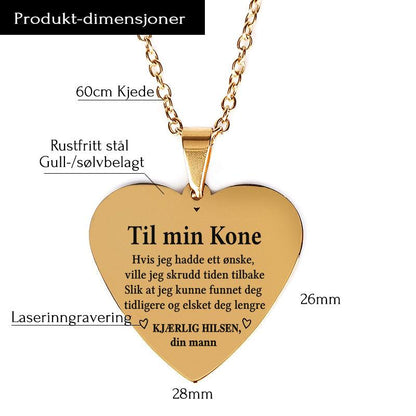Hvor mye du betyr for meg - Hjerteanheng gravert fra mann til kone - Kosteppe