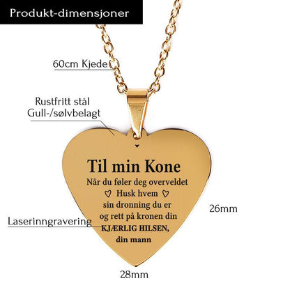 Du er i hjertet mitt - Hjerteanheng gravert fra mann til kone - Kosteppe