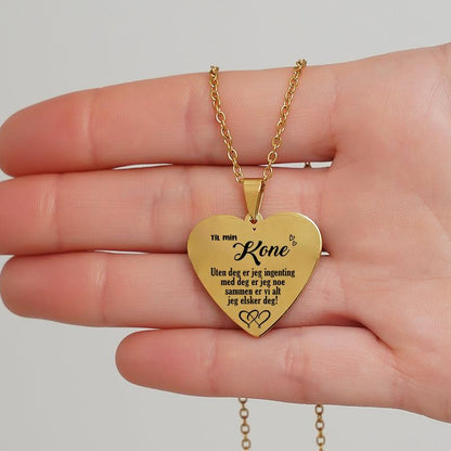 Lykke i øynene dine - Hjerteanheng gravert fra mann til kone - Kosteppe