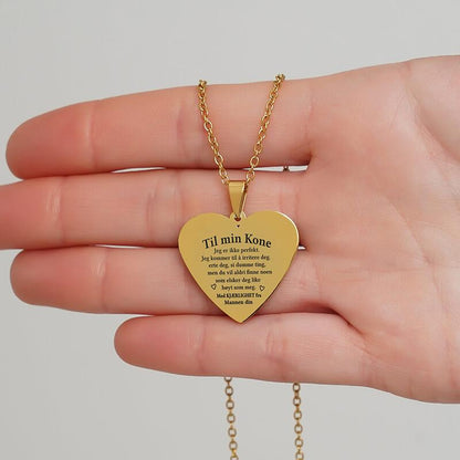 Sammen er vi alt – Hjerteanheng gravert fra mann til kone - Kosteppe