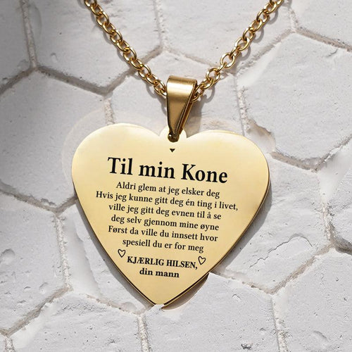 Jeg beskytter deg - Hjerteanheng gravert fra mann til kone - Kosteppe