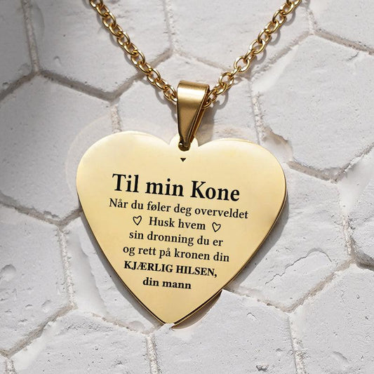 Du er i hjertet mitt - Hjerteanheng gravert fra mann til kone - Kosteppe