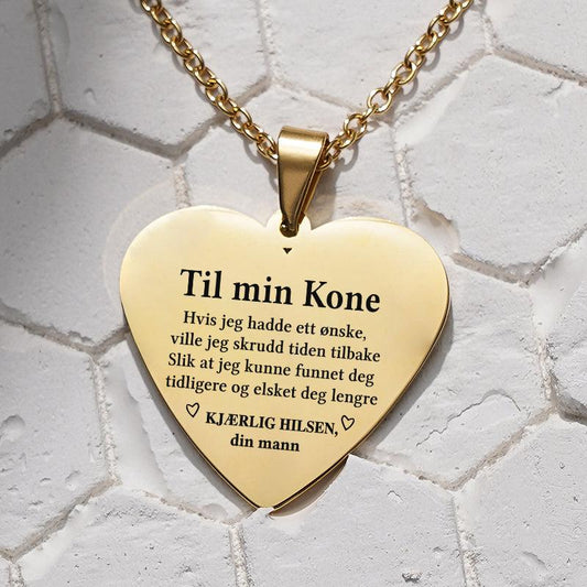 Hvor mye du betyr for meg - Hjerteanheng gravert fra mann til kone - Kosteppe