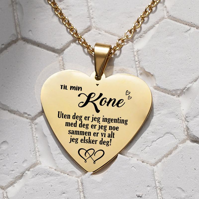 Lykke i øynene dine - Hjerteanheng gravert fra mann til kone - Kosteppe