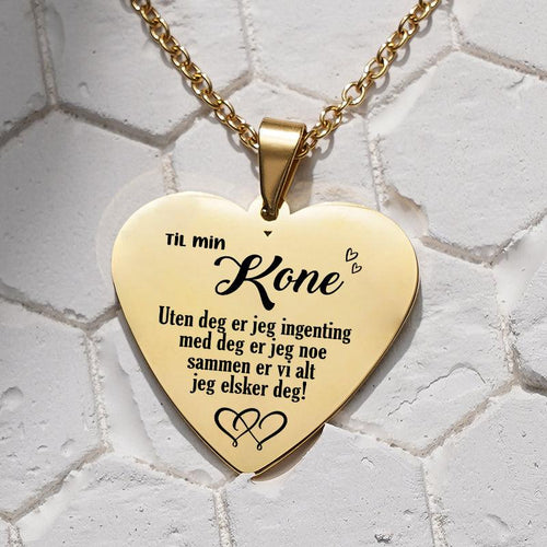 Lykke i øynene dine - Hjerteanheng gravert fra mann til kone - Kosteppe