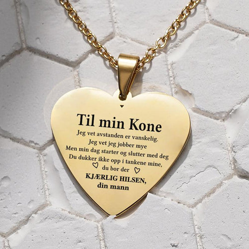 Sammen til evig tid - Hjerteanheng gravert fra mann til kone - Kosteppe