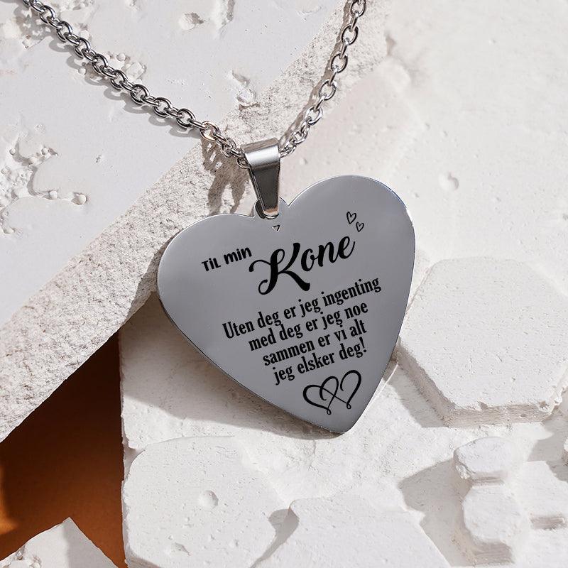 Lykke i øynene dine - Hjerteanheng gravert fra mann til kone - Kosteppe