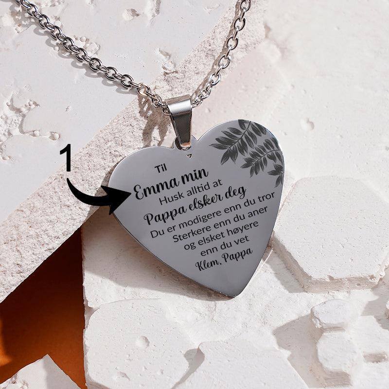 Du er elsket mer enn du tror – Hjerteanheng gravert fra far til datter - Kosteppe