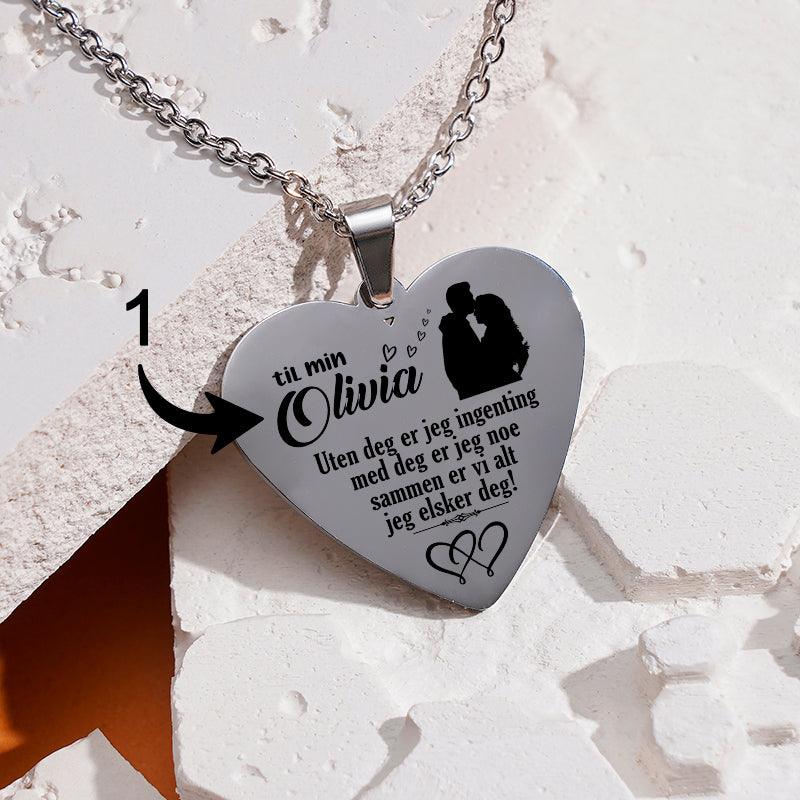 Min kjærlighet til deg er grenseløs – Hjerteanheng gravert fra mann til kone - Kosteppe