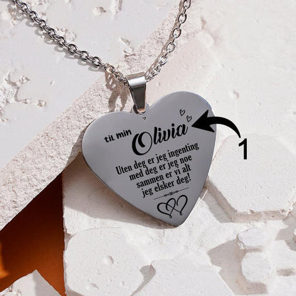 Lykke i øynene dine - Hjerteanheng gravert fra mann til kone - Kosteppe