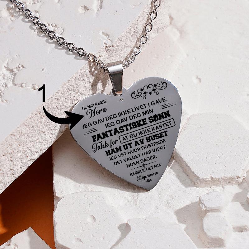 Du er den beste – Hjerteanheng gravert fra svigermor til svigerdatter - Kosteppe