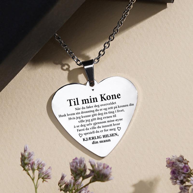 Grenseløs kjærlighet - Hjerteanheng gravert fra mann til kone - Kosteppe