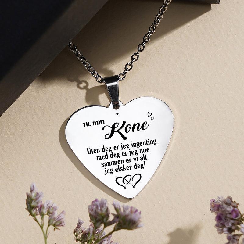 Lykke i øynene dine - Hjerteanheng gravert fra mann til kone - Kosteppe