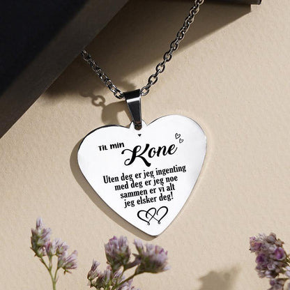 Lykke i øynene dine - Hjerteanheng gravert fra mann til kone - Kosteppe