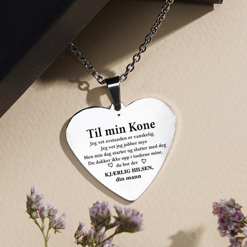 Sammen til evig tid - Hjerteanheng gravert fra mann til kone - Kosteppe