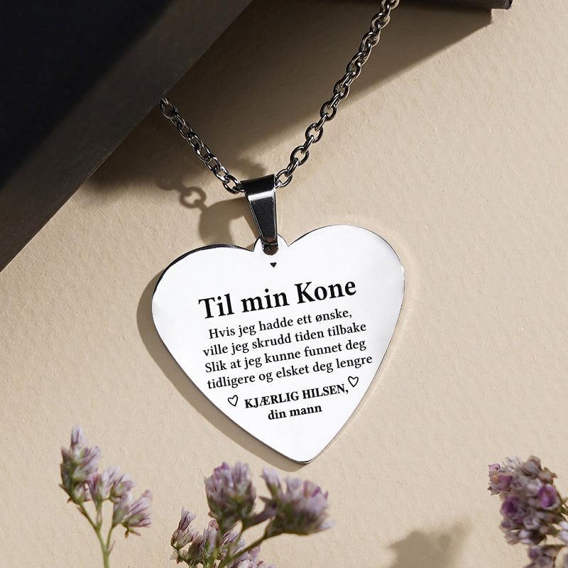 Hvor mye du betyr for meg - Hjerteanheng gravert fra mann til kone - Kosteppe