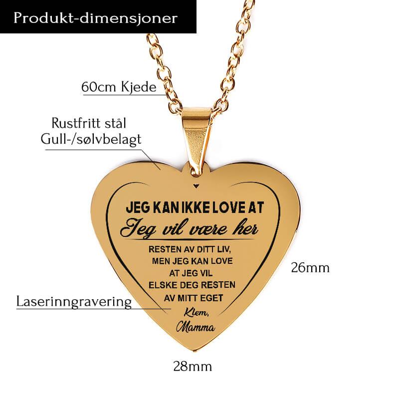 Lover å elske deg – Hjerteanheng gravert fra mor til datter - Kosteppe