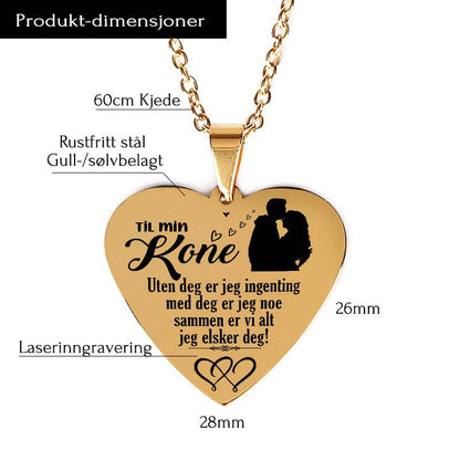 Min kjærlighet til deg er grenseløs – Hjerteanheng gravert fra mann til kone - Kosteppe