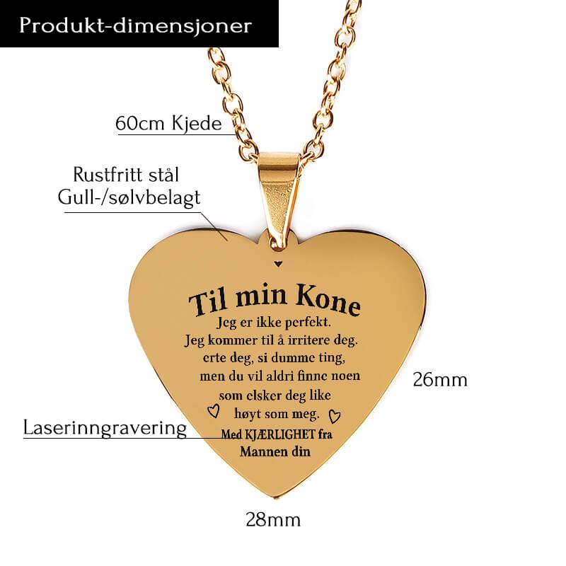 Sammen er vi alt – Hjerteanheng gravert fra mann til kone - Kosteppe