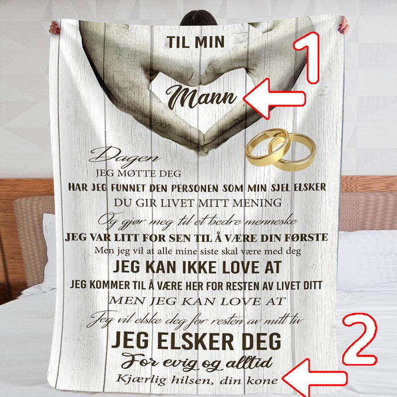 Teppe fra kone til mann - "Hånd i hånd for alltid" - Kosteppe