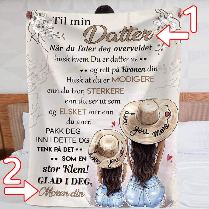 Personlig teppe fra mor til datter  - "Min skjønnhet er i deg" - Kosteppe