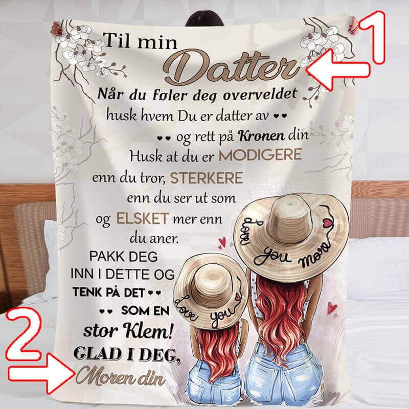 Personlig teppe fra mor til datter  - "Min skjønnhet er i deg" - Kosteppe