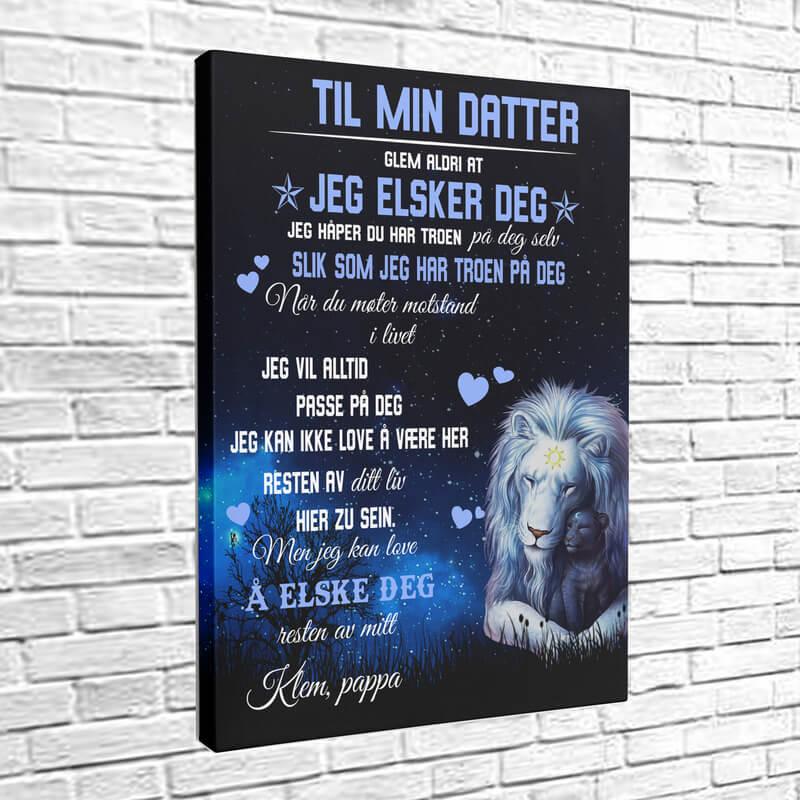 Foto på lerret fra far til datter - "Dybden av ømhet i deg" - Kosteppe
