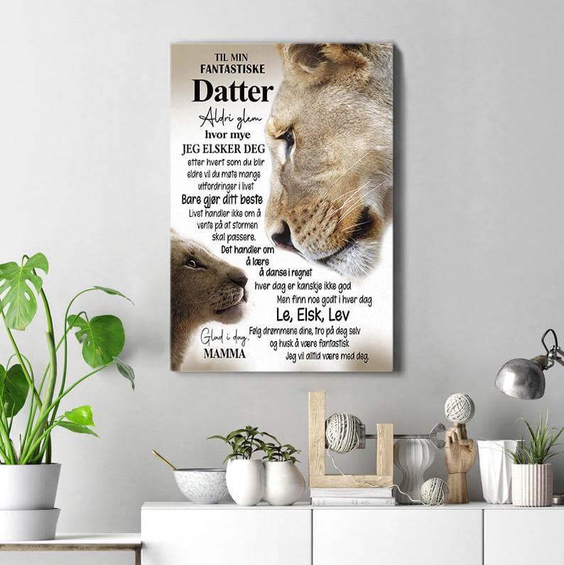 Foto på lerret fra mor til datter - "Jeg er alltid med deg" - Kosteppe