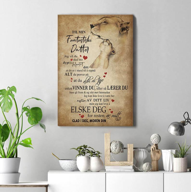 Foto på lerret fra mor til datter - "Jeg vil alltid være med deg" - Kosteppe