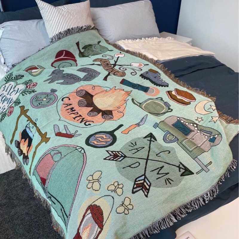 "Campingelsker" Dekorativt Pledd