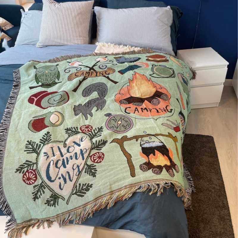 "Campingelsker" Dekorativt Pledd