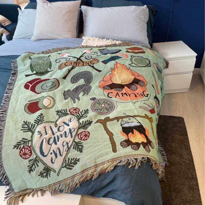 "Campingelsker" Dekorativt Pledd