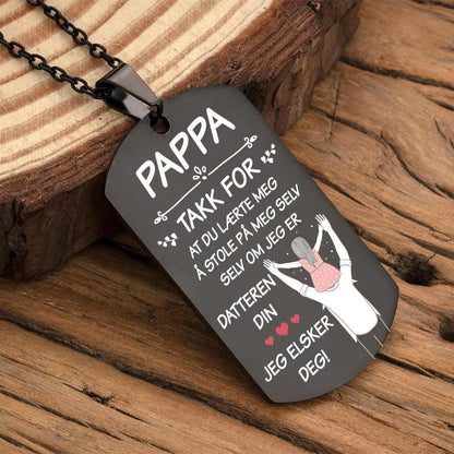 Jeg er stolt av deg – Anheng gravert fra datter til far - Kosteppe