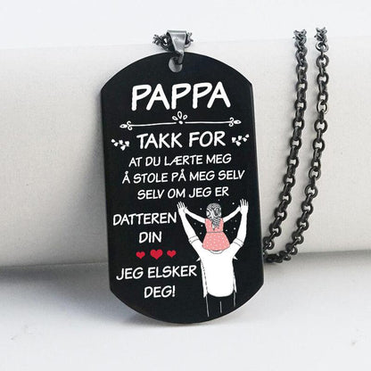 Jeg er stolt av deg – Anheng gravert fra datter til far - Kosteppe