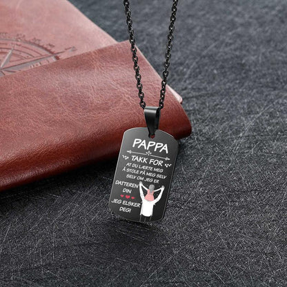 Jeg er stolt av deg – Anheng gravert fra datter til far - Kosteppe