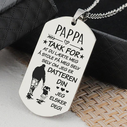 Jeg er stolt av deg – Anheng gravert fra datter til far - Kosteppe