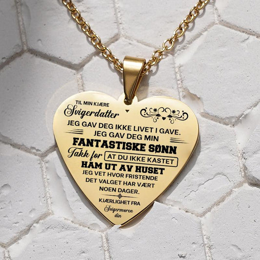 Du er den beste – Hjerteanheng gravert fra svigermor til svigerdatter - Kosteppe