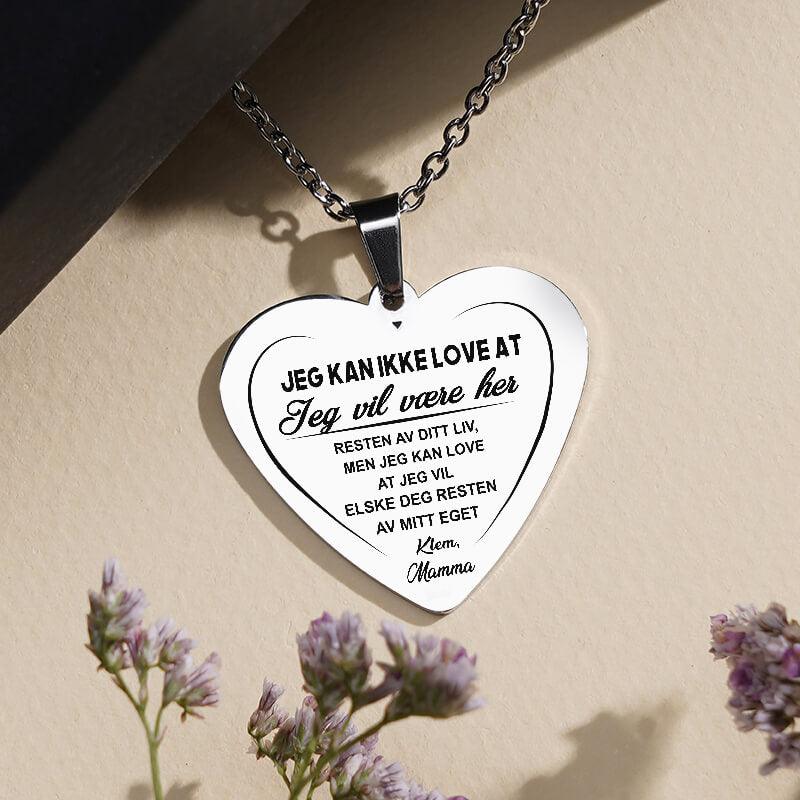 Lover å elske deg – Hjerteanheng gravert fra mor til datter - Kosteppe