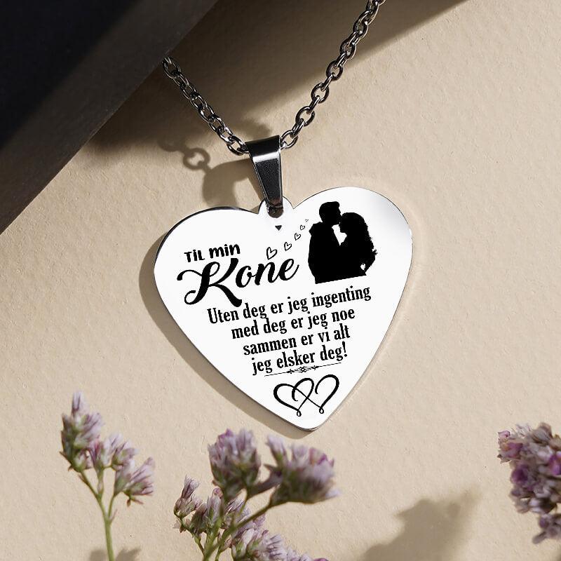 Min kjærlighet til deg er grenseløs – Hjerteanheng gravert fra mann til kone - Kosteppe