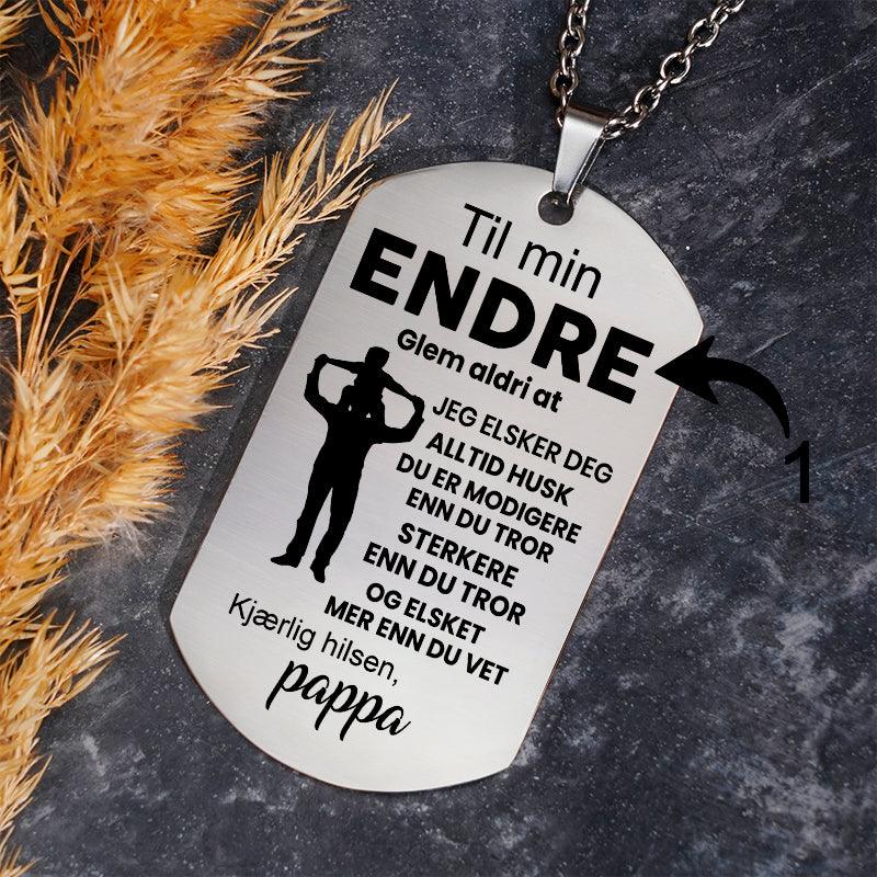 Vi vil alltid være sammen – Anheng gravert fra far til sønn - Kosteppe