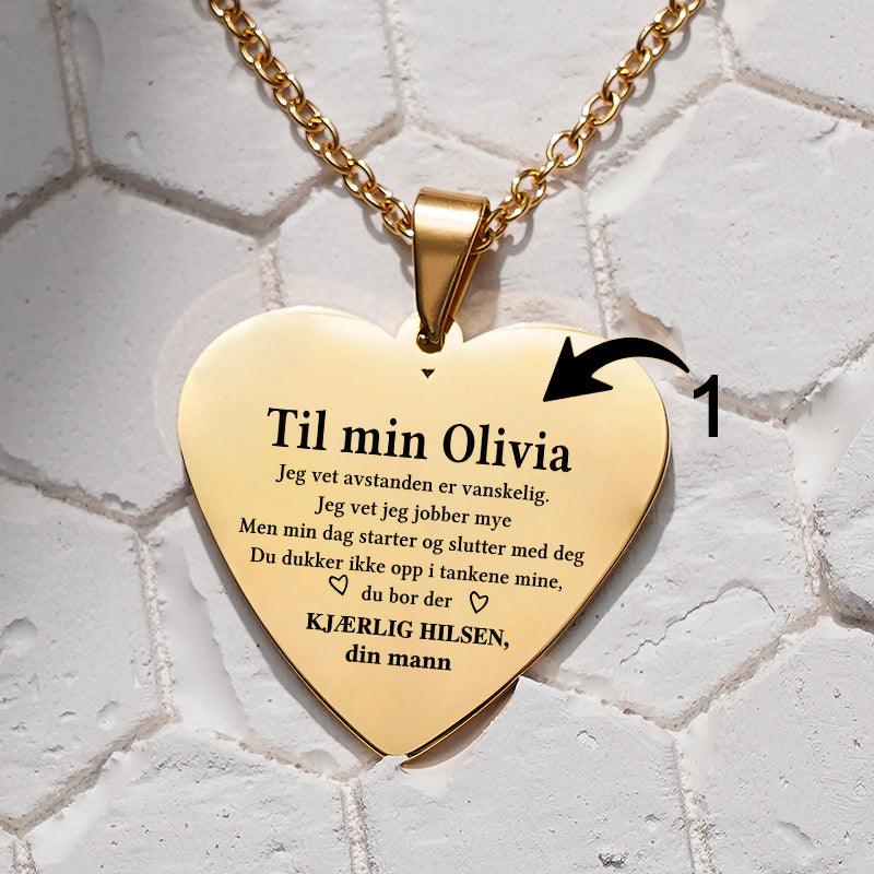 Sammen til evig tid - Hjerteanheng gravert fra mann til kone - Kosteppe