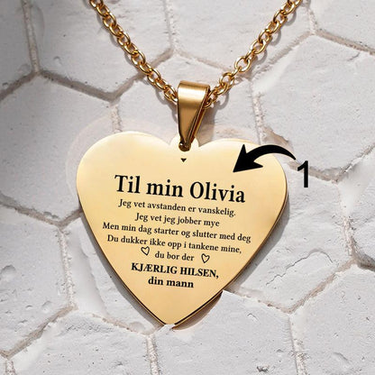 Sammen til evig tid - Hjerteanheng gravert fra mann til kone - Kosteppe