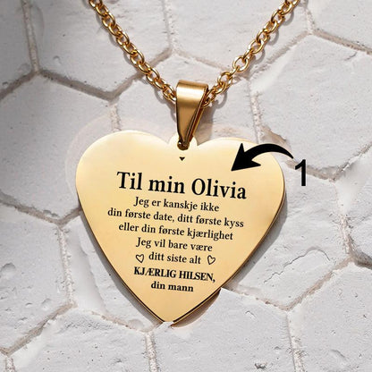 Du er stoltheten min - Hjerteanheng gravert fra mann til kone - Kosteppe