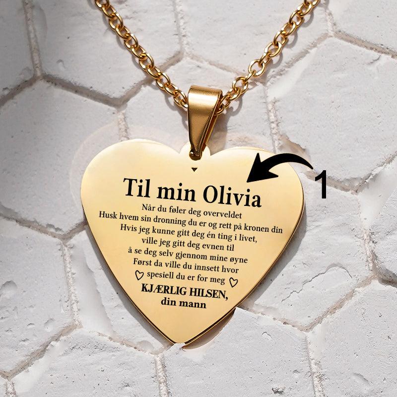 Grenseløs kjærlighet - Hjerteanheng gravert fra mann til kone - Kosteppe